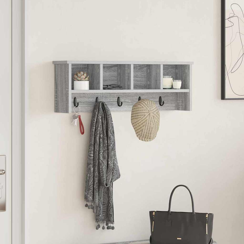 vidaXL Appendiabiti a muro Grigio sonoma 75 x 16 x 26 cm
