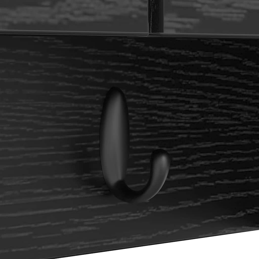 Appendiabiti a muro con lo scaffale Rovere nero 50 x 20 x 30 cm 874332