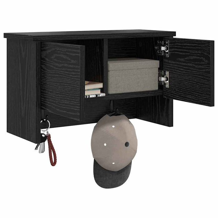 vidaXL Appendiabiti a muro con lo scaffale Rovere nero 50 x 20 x 30 cm