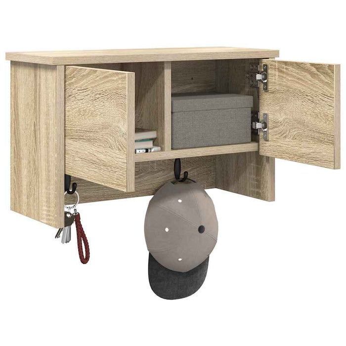 vidaXL Appendiabiti a muro con porta rovere sonoma 50 x 20 x 30 cm