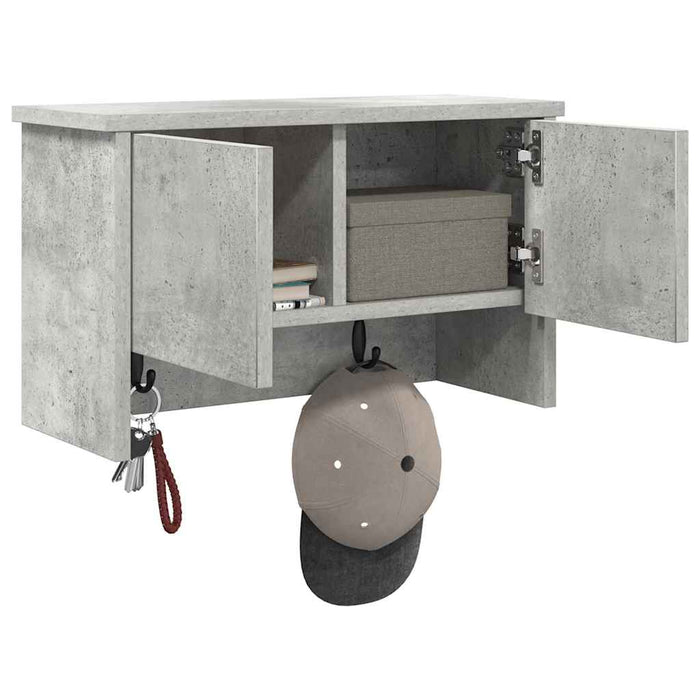 Appendiabiti a muro con porta Grigio cemento 50 x 20 x 30 cm 874334