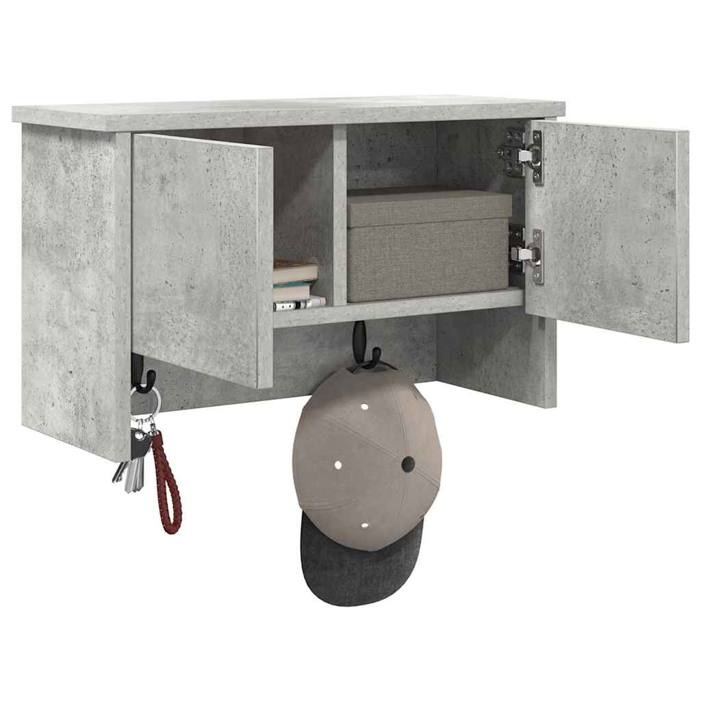 vidaXL Appendiabiti a muro con porta Grigio cemento 50 x 20 x 30 cm