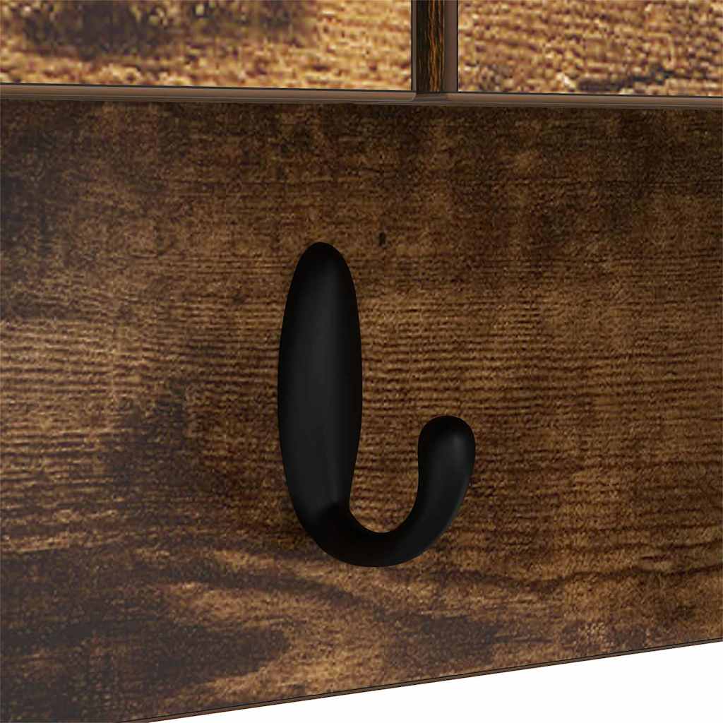 Appendiabiti a muro con lo scaffale Rovere fumo 50 x 20 x 30 cm 874335