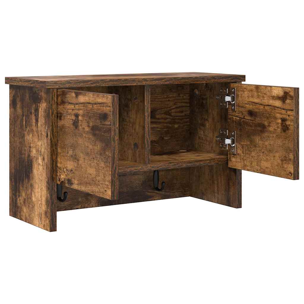 vidaXL Appendiabiti a muro con lo scaffale Rovere fumo 50 x 20 x 30 cm