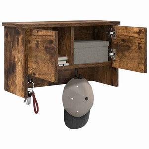 vidaXL Appendiabiti a muro con lo scaffale Rovere fumo 50 x 20 x 30 cm