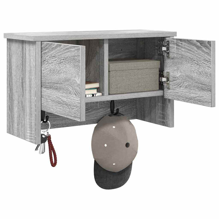 vidaXL Appendiabiti a muro con porta Grigio sonoma 50 x 20 x 30 cm
