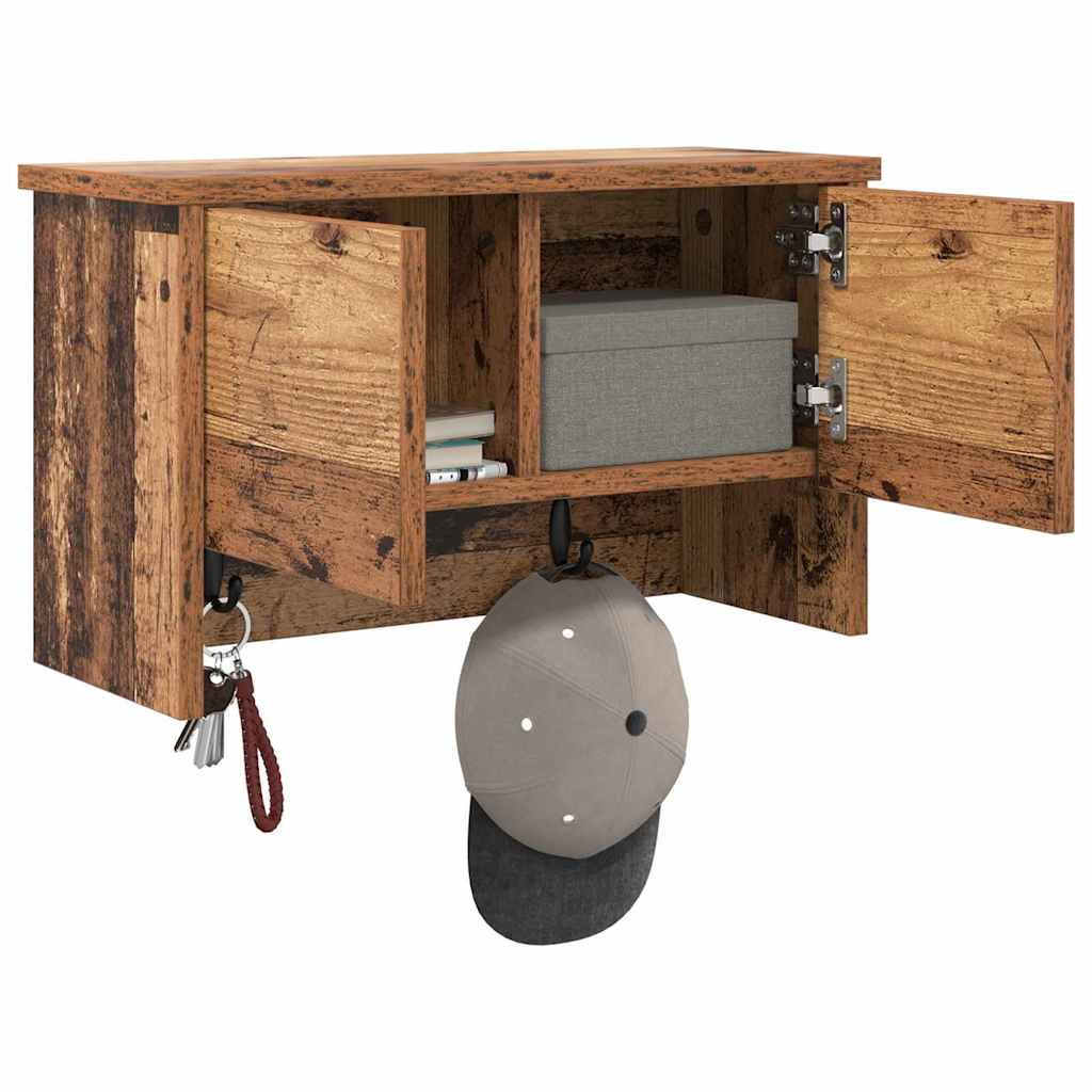 vidaXL Appendiabiti a muro con porta Legno vecchio 50 x 20 x 30 cm