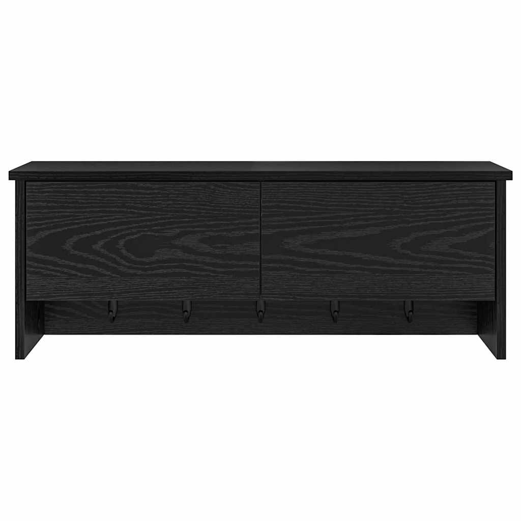 Appendiabiti a muro con lo scaffale Rovere nero 80 x 20 x 30 cm 874340