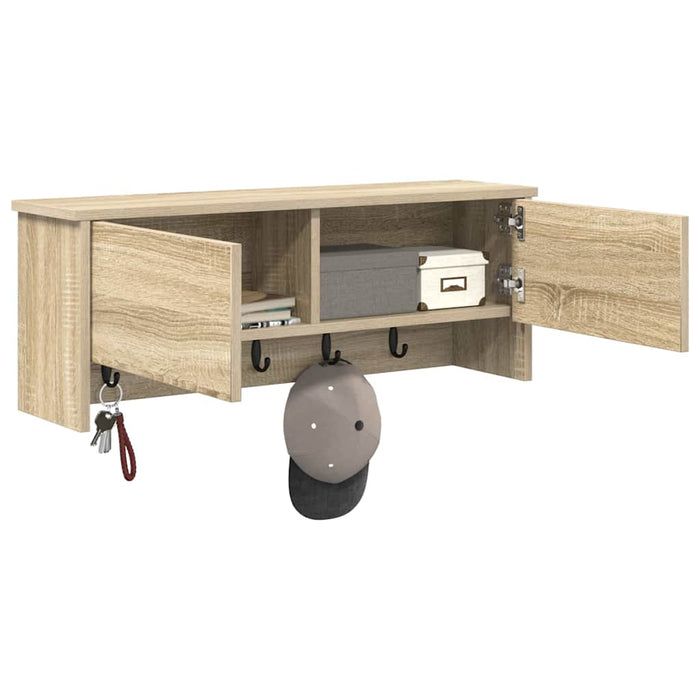 vidaXL Appendiabiti a muro con porta rovere sonoma 80 x 20 x 30 cm