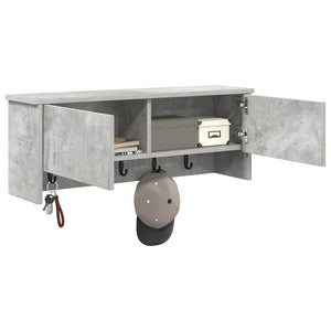 vidaXL Appendiabiti a muro con porta Grigio cemento 80 x 20 x 30 cm