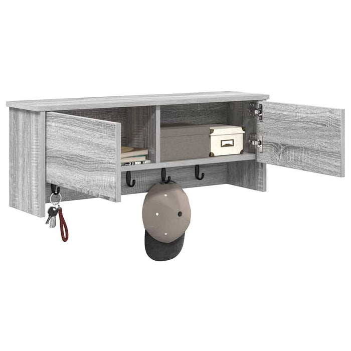 Appendiabiti a muro con porta Grigio sonoma 80 x 20 x 30 cm 874344