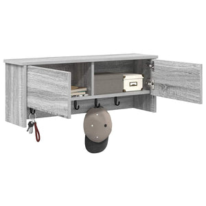 vidaXL Appendiabiti a muro con porta Grigio sonoma 80 x 20 x 30 cm