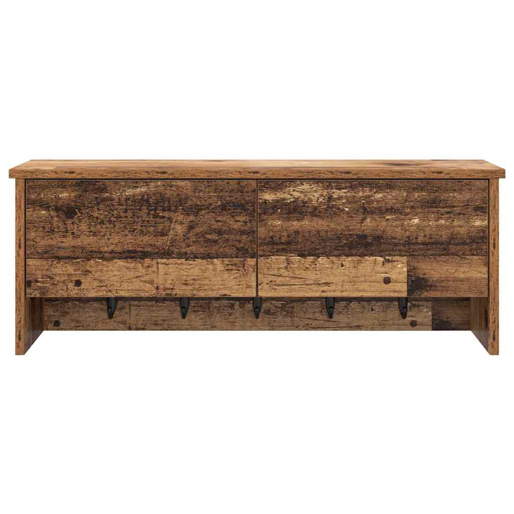 Appendiabiti a muro con porta Legno vecchio 80 x 20 x 30 cm 874345