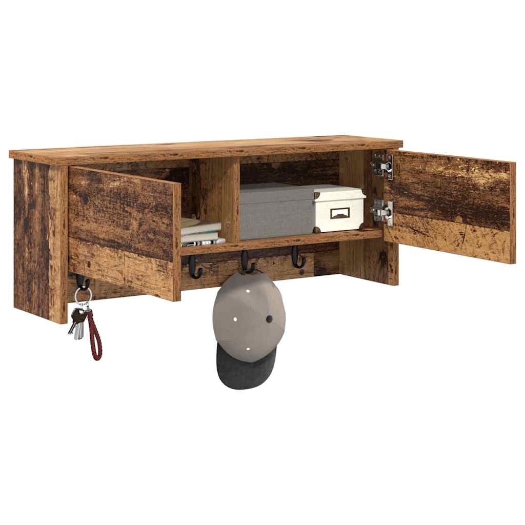 Appendiabiti a muro con porta Legno vecchio 80 x 20 x 30 cm 874345