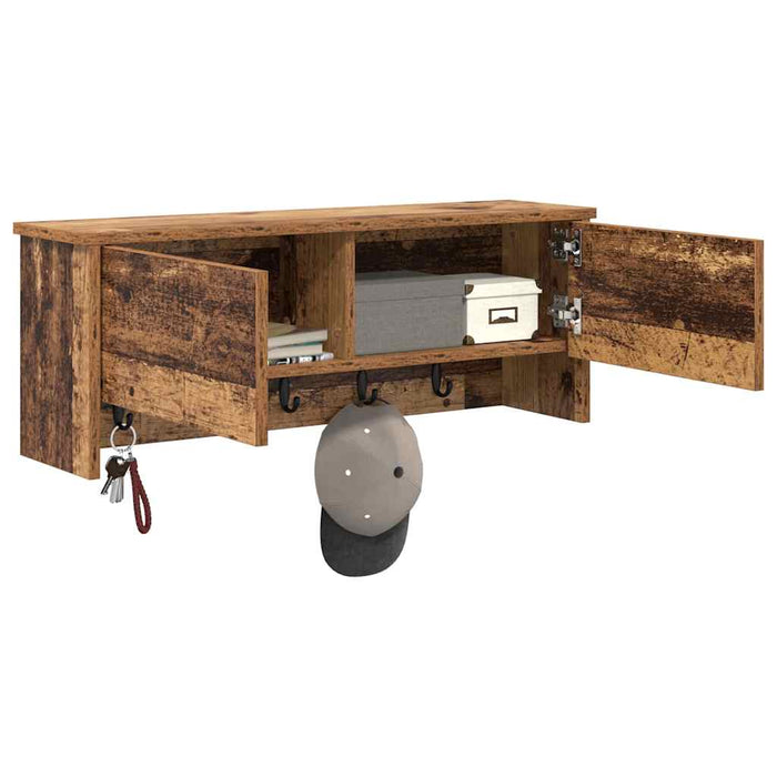 vidaXL Appendiabiti a muro con porta Legno vecchio 80 x 20 x 30 cm