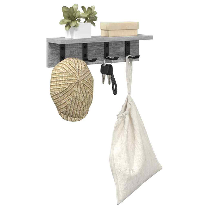 vidaXL Appendiabiti a muro Grigio sonoma 40 x 10.5 x 10.5 cm