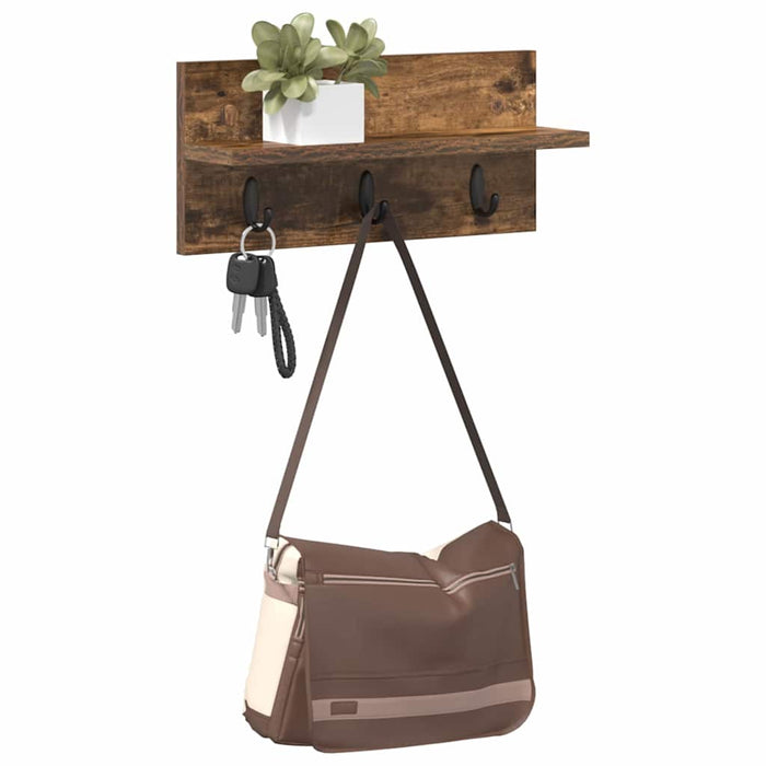 vidaXL Appendiabiti a muro Rovere fumo 40 x 10.5 x 18 cm