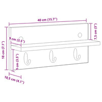 vidaXL Appendiabiti a muro Rovere fumo 40 x 10.5 x 18 cm