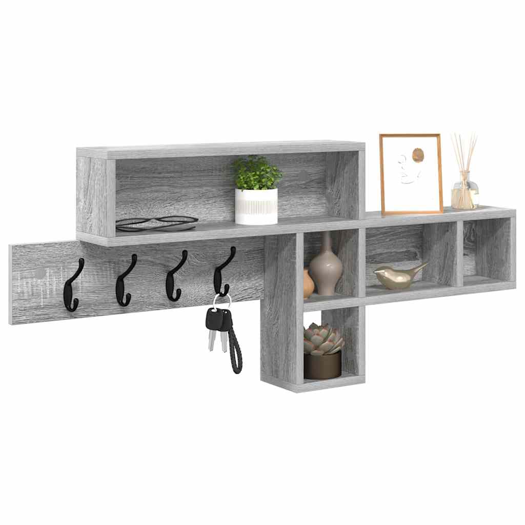 vidaXL Appendiabiti a muro Grigio sonoma 100 x 12 x 43.5 cm