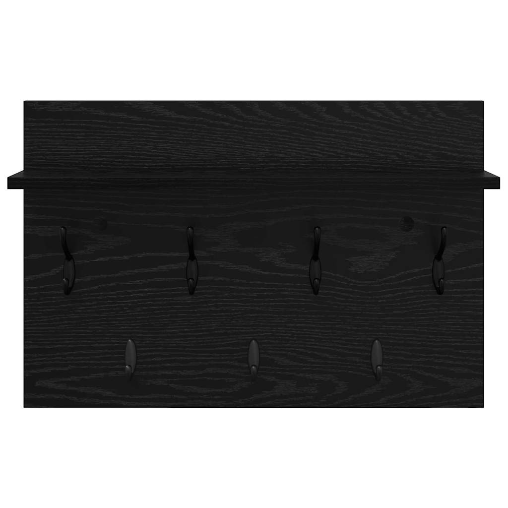 vidaXL Appendiabiti a muro con lo scaffale Rovere nero 60 x 40 x 12 cm