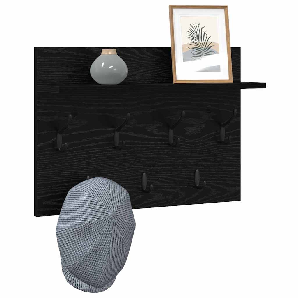 vidaXL Appendiabiti a muro con lo scaffale Rovere nero 60 x 40 x 12 cm