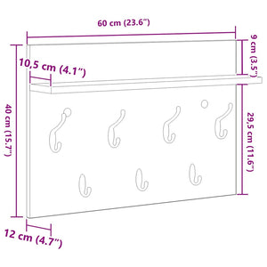 Appendiabiti a muro Legno vecchio 60 x 40 x 12 cm 874433