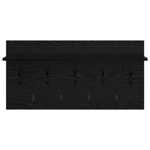 Appendiabiti a muro con lo scaffale Rovere nero 80 x 40 x 12 cm 874436