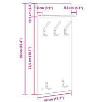 Appendiabiti a muro con lo scaffale Rovere fumo 90 x 40 x 10 cm 874455