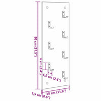 vidaXL Appendiabiti a muro Rovere nero 30 x 1.5 x 80 cm