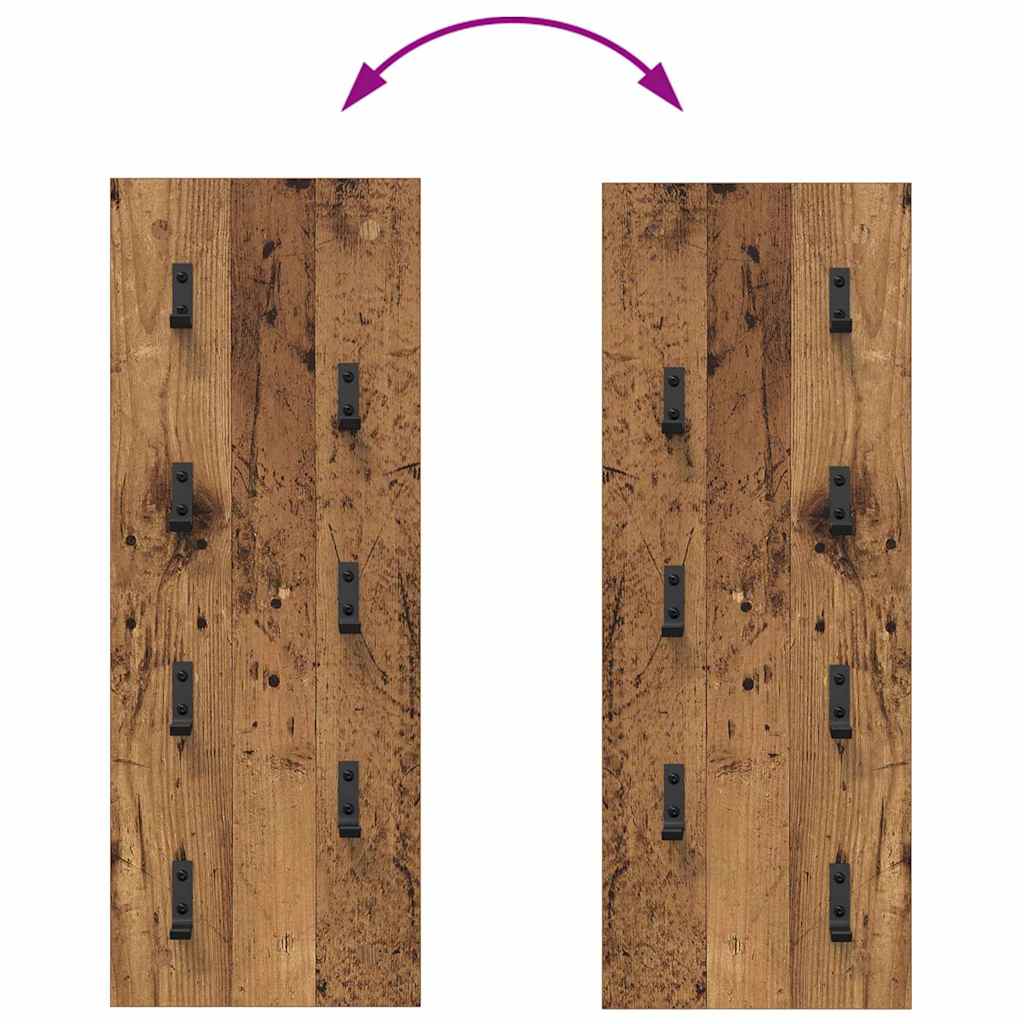 vidaXL Appendiabiti a muro Legno vecchio 30 x 1.5 x 80 cm