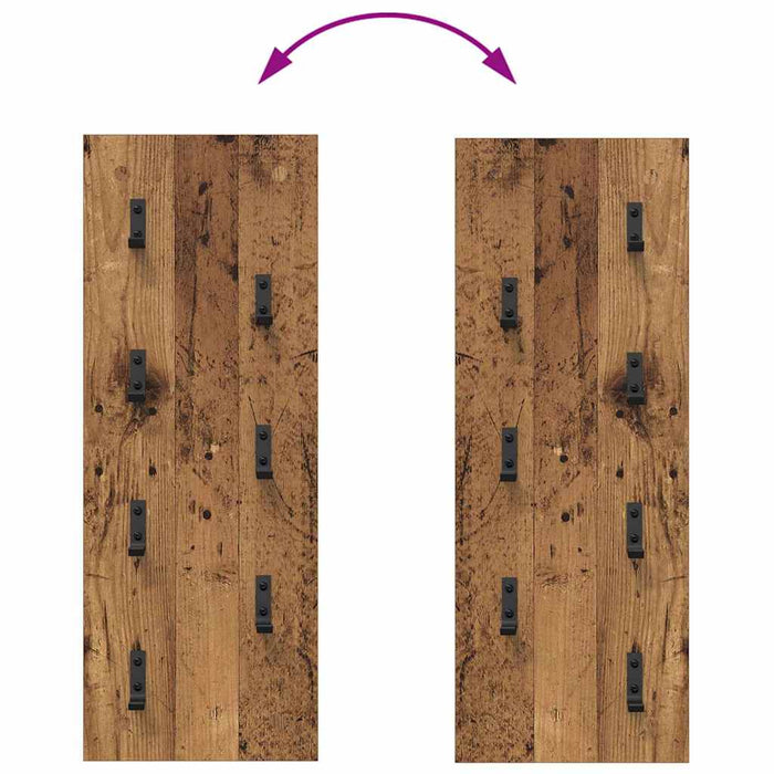 vidaXL Appendiabiti a muro Legno vecchio 30 x 1.5 x 80 cm