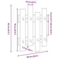 Appendiabiti a muro Grigio cemento 60 x 3 x 82 cm 874478