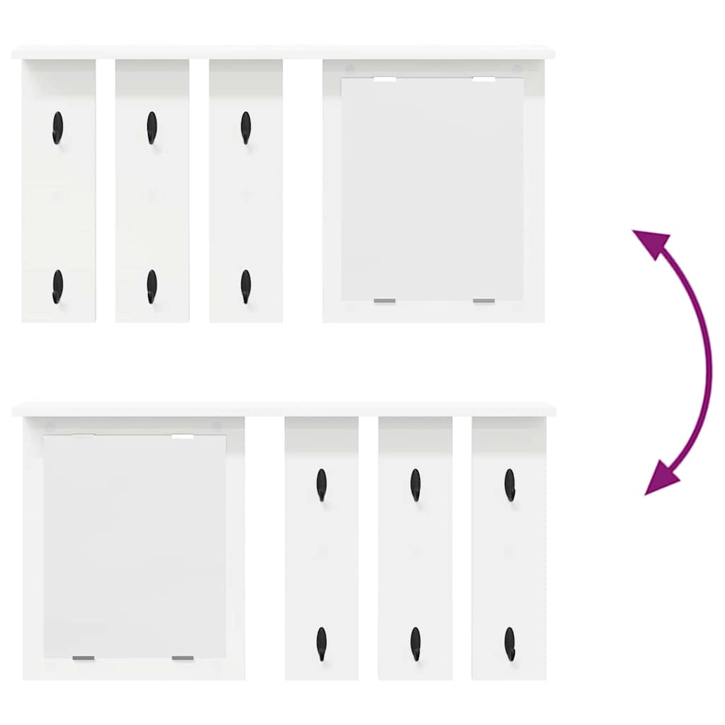 vidaXL Appendiabiti a muro Bianco 85 x 10 x 45 cm Legno multistrato