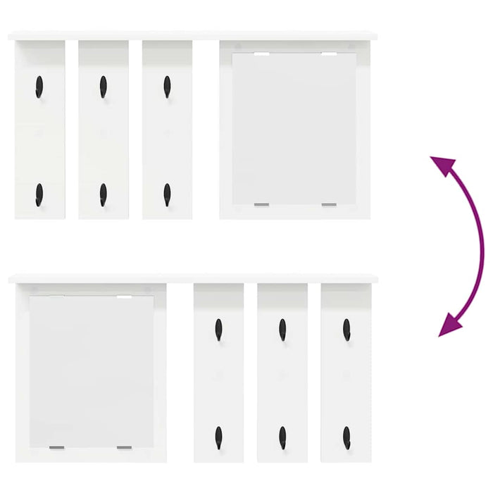 vidaXL Appendiabiti a muro Bianco 85 x 10 x 45 cm Legno multistrato