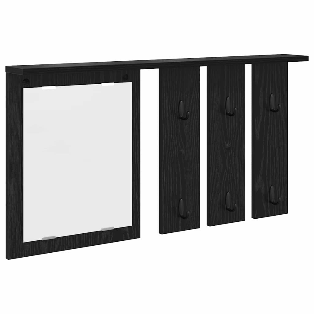vidaXL Appendiabiti a muro con lo scaffale Rovere nero 85 x 10 x 45 cm