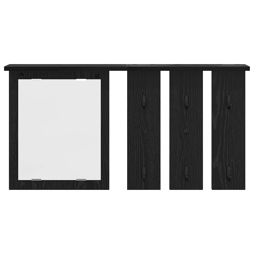 vidaXL Appendiabiti a muro con lo scaffale Rovere nero 85 x 10 x 45 cm