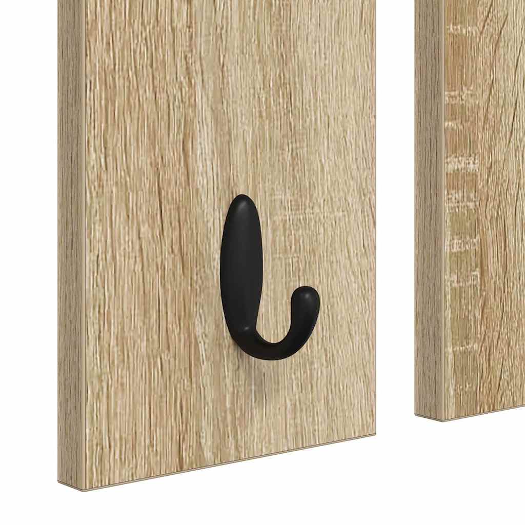 Appendiabiti a muro con specchio-Attaccapanni con specchio rovere sonoma 85 x 10 x 45 cm