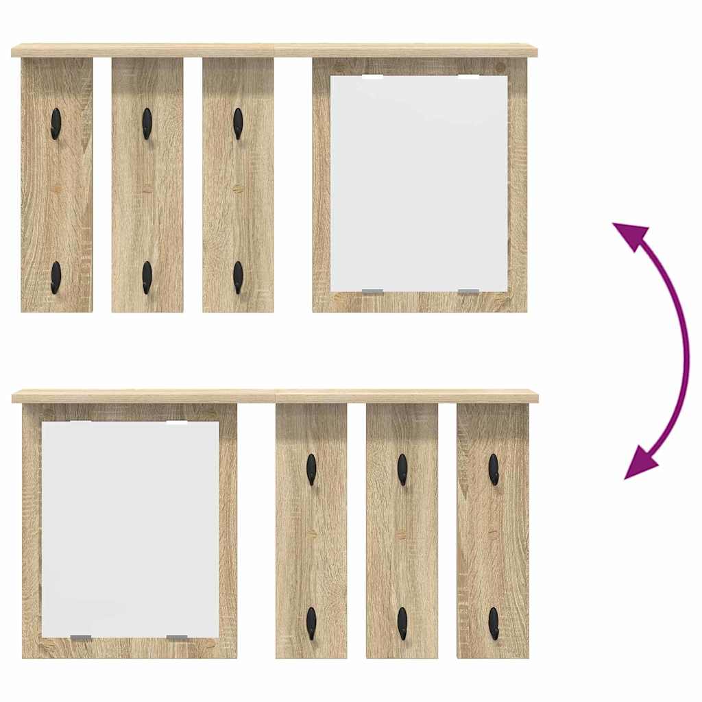 Appendiabiti a muro con specchio rovere sonoma 85 x 10 x 45 cm 874485