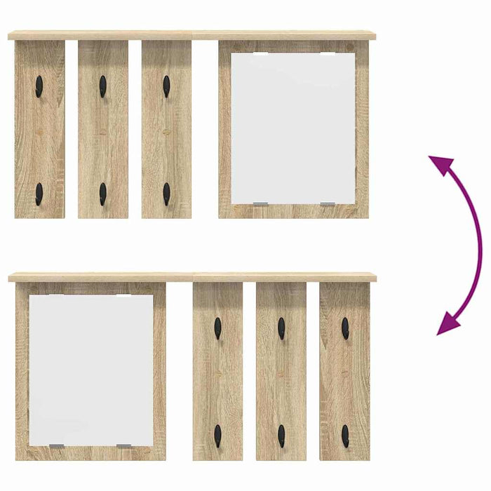 Appendiabiti a muro con specchio rovere sonoma 85 x 10 x 45 cm 874485