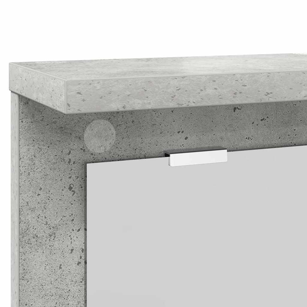 vidaXL Appendiabiti a muro con specchio Grigio cemento 85 x 10 x 45 cm