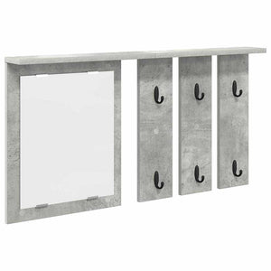 vidaXL Appendiabiti a muro con specchio Grigio cemento 85 x 10 x 45 cm