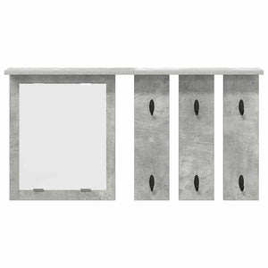 vidaXL Appendiabiti a muro con specchio Grigio cemento 85 x 10 x 45 cm