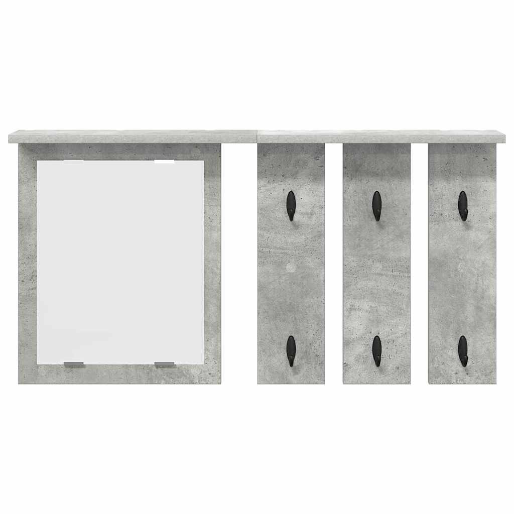 Appendiabiti a muro con specchio-Attaccapanni con specchio Grigio cemento 85 x 10 x 45 cm