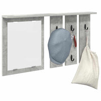 vidaXL Appendiabiti a muro con specchio Grigio cemento 85 x 10 x 45 cm