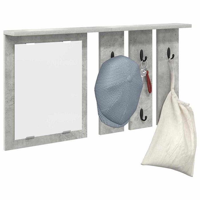 Appendiabiti a muro con specchio-Attaccapanni con specchio Grigio cemento 85 x 10 x 45 cm