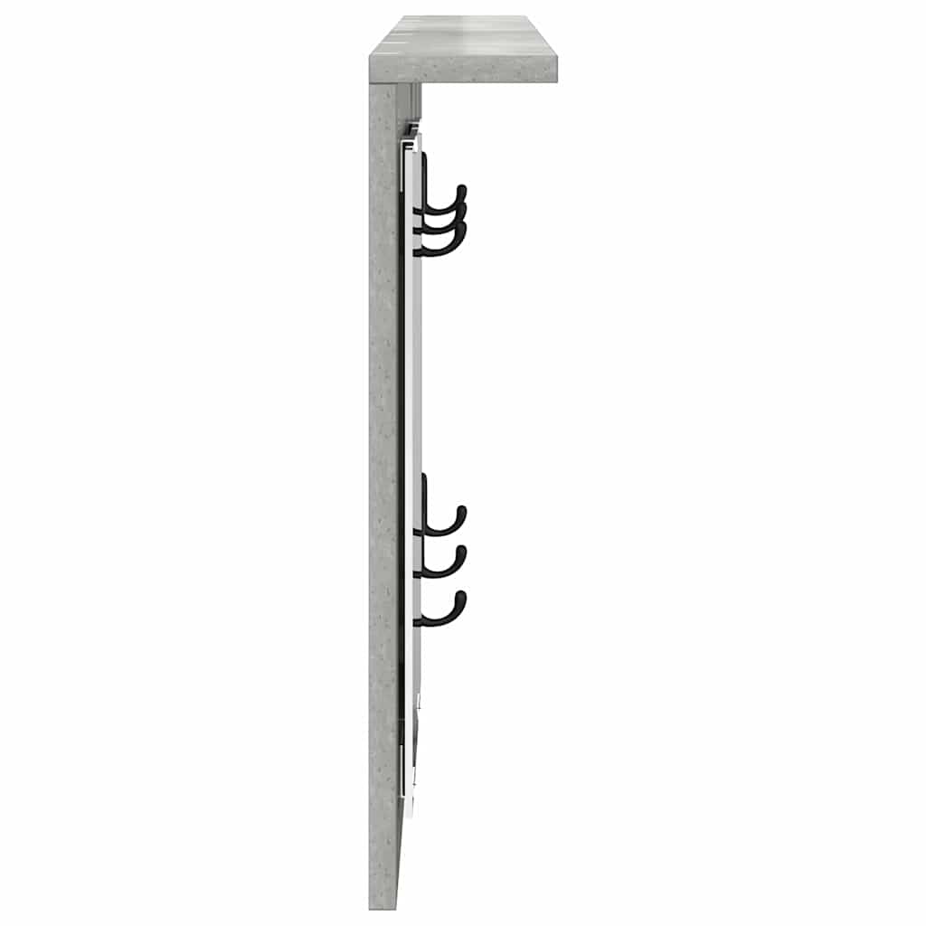 vidaXL Appendiabiti a muro con specchio Grigio cemento 85 x 10 x 45 cm