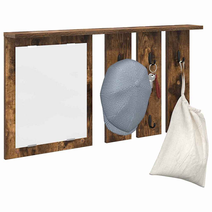 vidaXL Appendiabiti a muro con lo scaffale Rovere fumo 85 x 10 x 45 cm