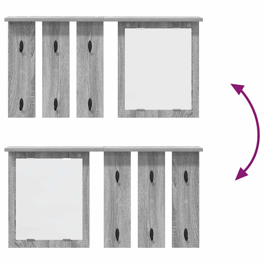 Appendiabiti a muro con specchio Grigio sonoma 85 x 10 x 45 cm 874488