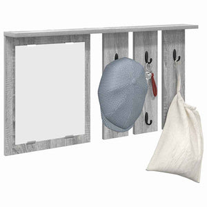 vidaXL Appendiabiti a muro con specchio Grigio sonoma 85 x 10 x 45 cm