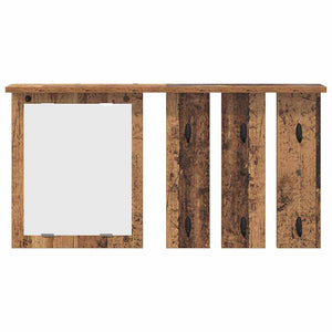 vidaXL Appendiabiti a muro con specchio Legno vecchio 85 x 10 x 45 cm